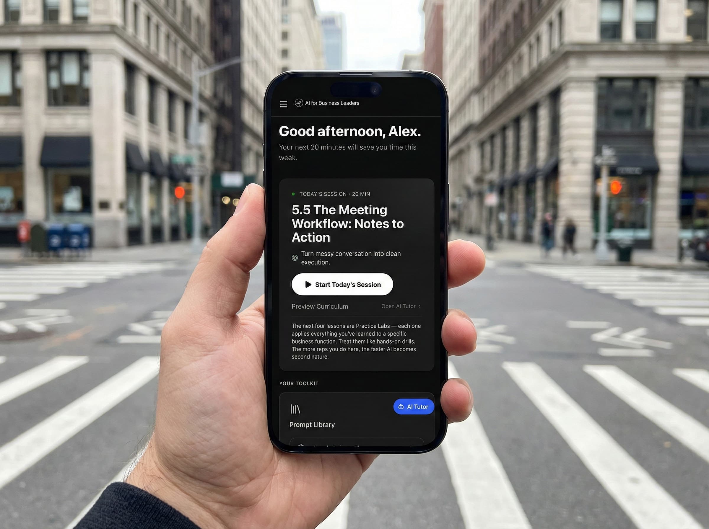 The course on a phone